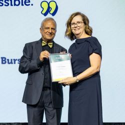 dr kate johnston gptq bursary recipient awarded by dr dilip dhupelia