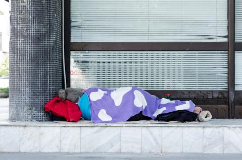 woman sleeping rough